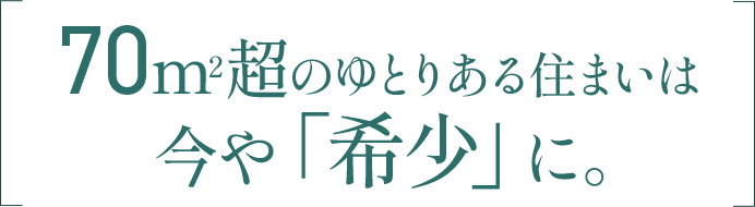 70㎡超のゆとりある住まいは今や「希少」に。